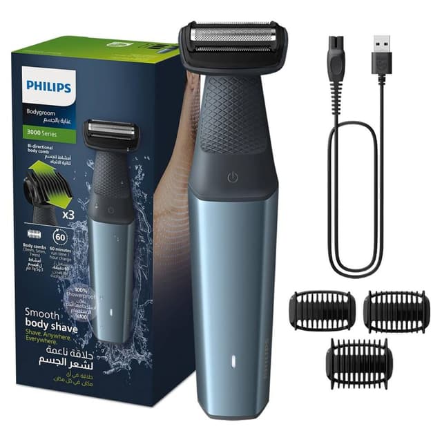 Philips Bodygroom Series 3000 BG3027/03 – Showerproof Body Trimmer for Men with Skin Protection and 3mm Comb