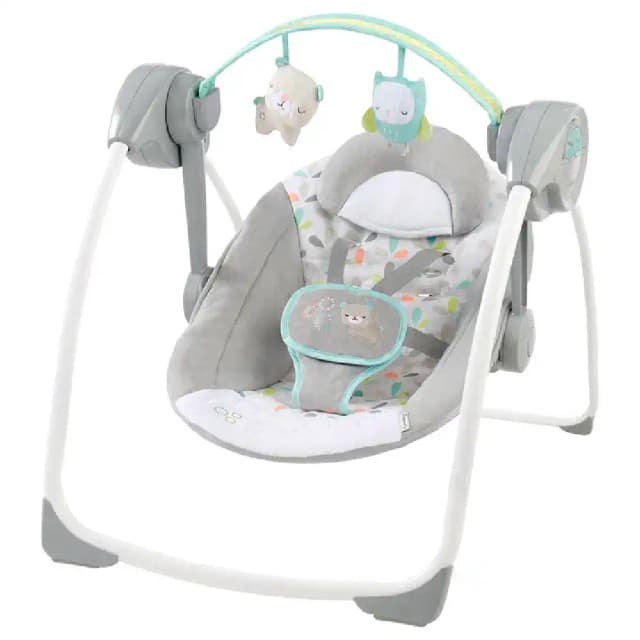 Ingenuity Comfort 2 Go Portable Baby Swing, Fanciful Forest Design, Compact & Foldable, 0-9 Months - 10845