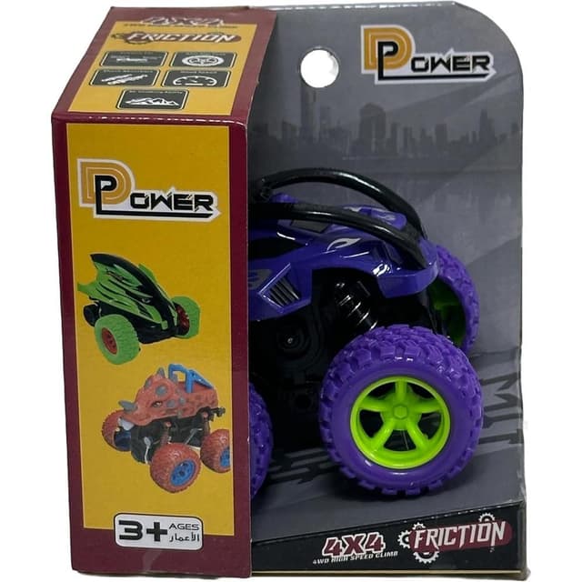 D-Power - Friction Inertia Off-Road Car - Purple, Roll Over Stunt Car, No Batteries, Perfect Kids Gift, 3 Plus - DP2019-4A