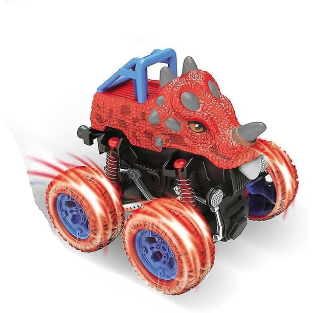 D-Power - Inertia Dinosaur Fleet Toy - Red, Stunt Cars, No Batteries, Perfect Gift for Kids, 3 Plus - DP7357