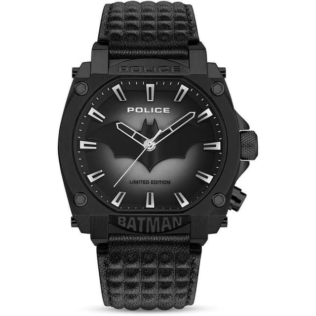 Police Batman Mens Analog Black Dial Watch with Stainless Steel Case and Leather Strap - PEWGD0022601