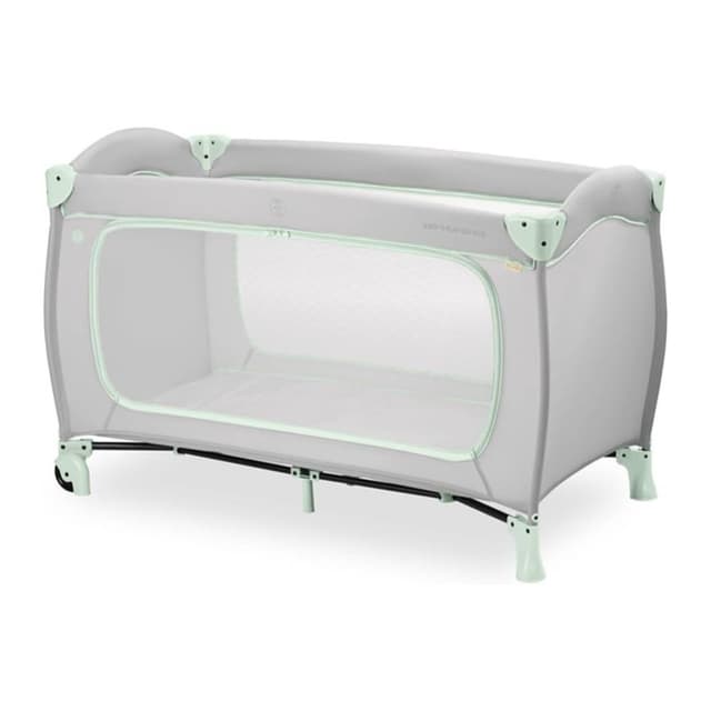Hauck Sleep N Play Go Plus Travel Cot, Lightweight and Compact Baby Cot with XL Slip-Through, Mesh Sides, Dusty Mint, HK600887