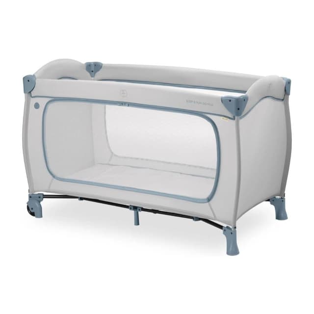 Hauck Sleep N Play Go Plus Travel Cot, Lightweight and Foldable Baby Cot, Mesh Sides and XL Slip-Through, Dusty Blue, HK600894