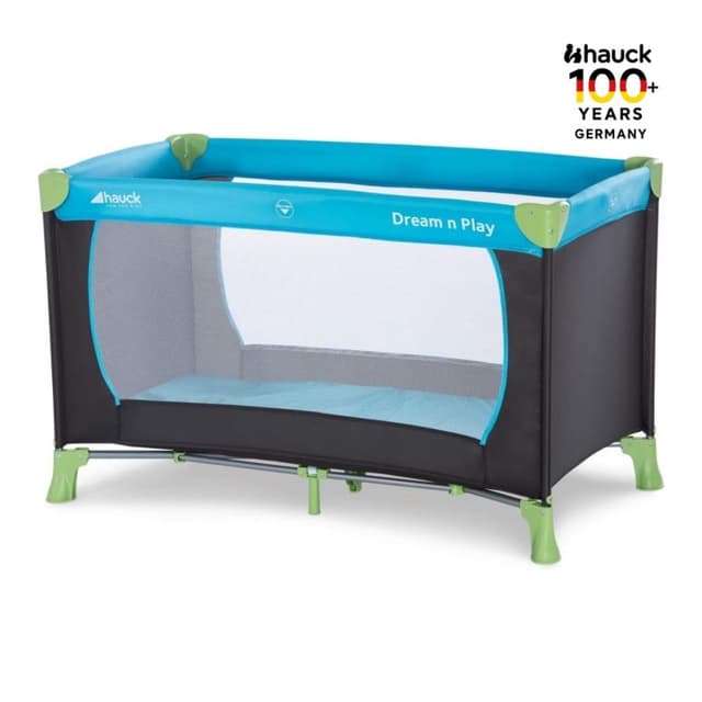 Hauck Travel Cot Dream N Play, Foldable and Lightweight Baby Cot, Blue, HK604489