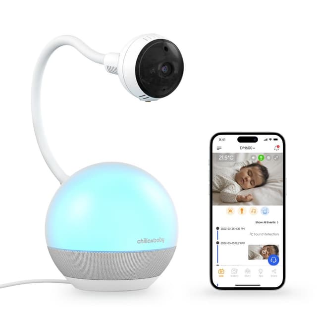 ChillaxBaby DM600 Smart 1080p HD Baby Camera with Mood Light Sleep Trainer & Sound Soother, 360 Flexible View, Wi-Fi App Control & Two-Way Talk