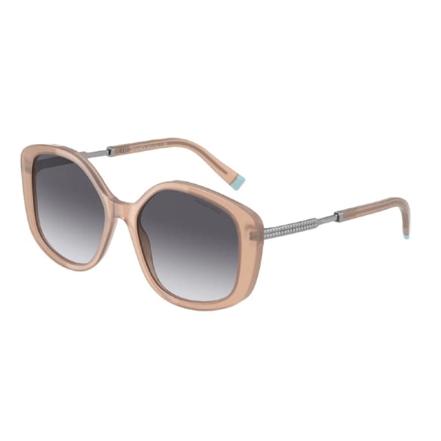Tiffany 54mm Irregular Oversized Sunglasses for Women, Opal Nude Plastic Frame, Grey Gradient Lenses - TF4192