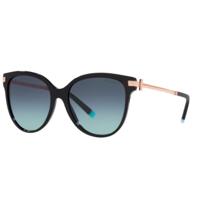 Tiffany 55mm Cat Eye Sunglasses for Women, Black Frame, Azure Gradient Blue Lenses - TF4193B