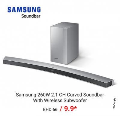 Samsung 260W 2.1 Curved Soundbar With Wireless Subwoofer Only @ 9.9 BHD 