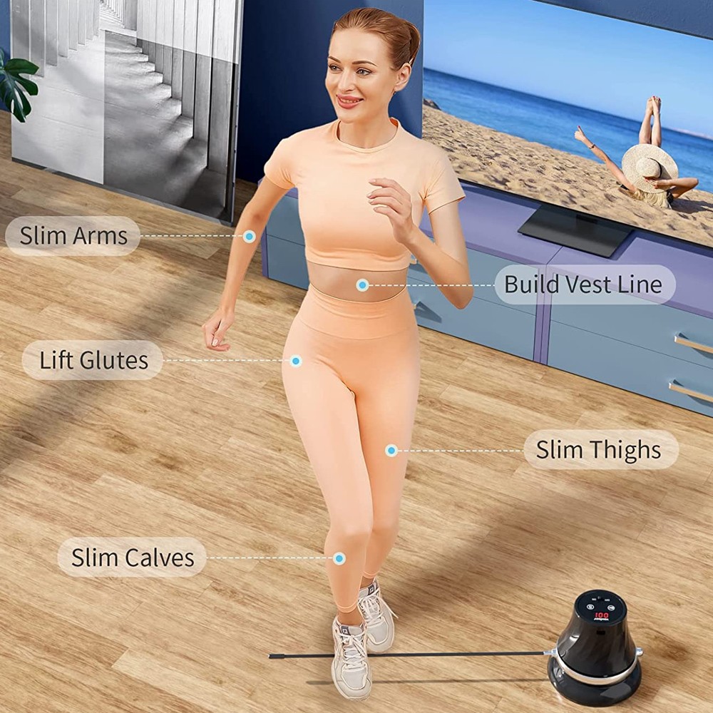 Smart Jump Rope Machine, Jump Workout Entertaining Interaction Machine, 10 Levels Skipping Rope with Remote and Counter for Indoors and Outdoors