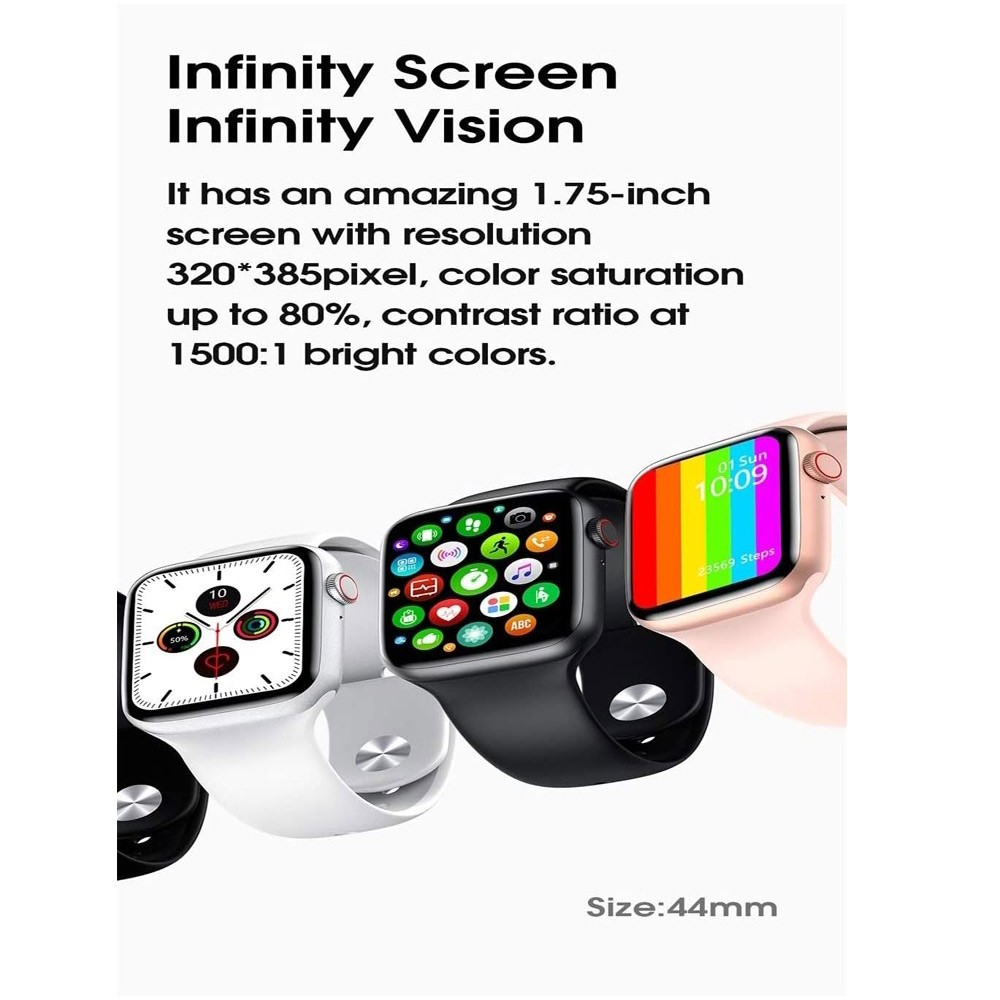 W26  IPS Color Screen Smart Watch 44mm, Black