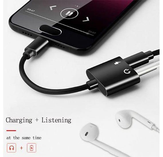 USB Type-C Audio Charging Adapter 2 In 1 Type C Male To Female 3.5mm Headphone Jack + Charging Converter, Assorted Color
