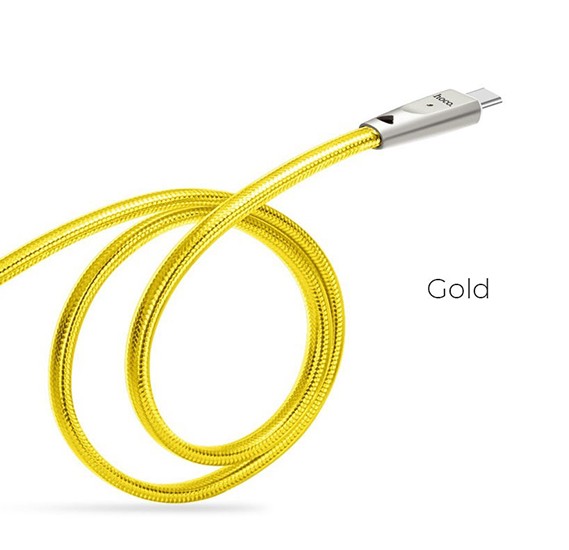 Hoco U9 Zinc Alloy Jelly Knitted Lightning Charging Cableï¼ˆL=1.2), Gold