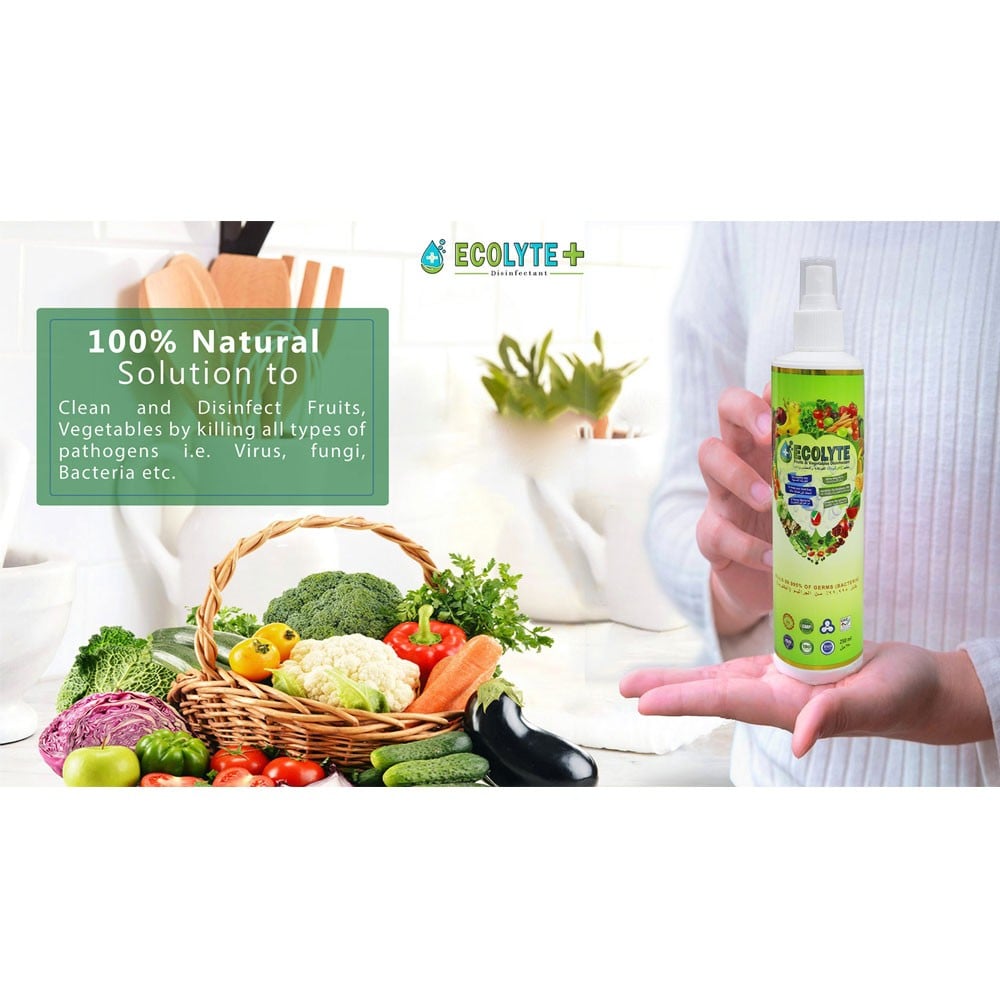 Ecolyte Plus Fruits and Vegetables Disinfectant 100% Natural 250 ml, ECO-F&V-250ML