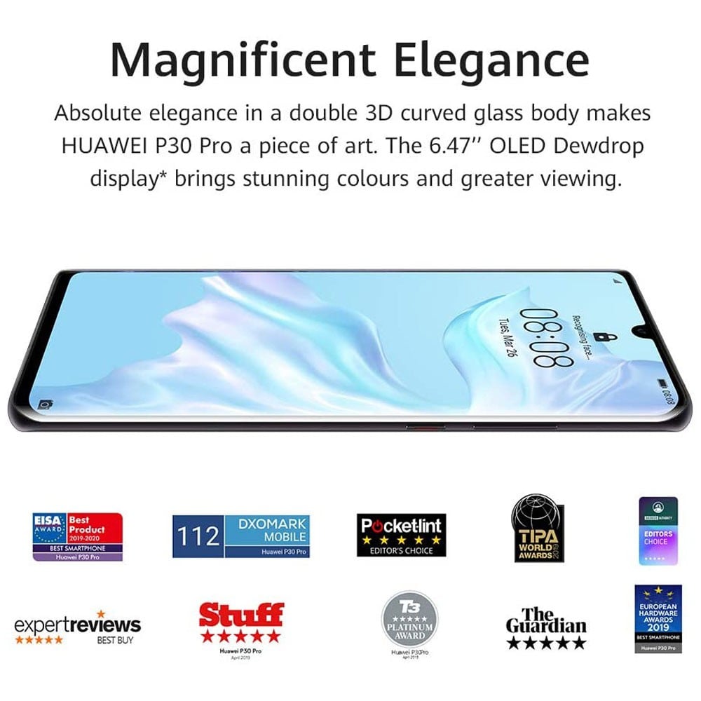 Huawei P30 Pro Dual SIM - 256GB, 8GB RAM, 4G LTE, Black