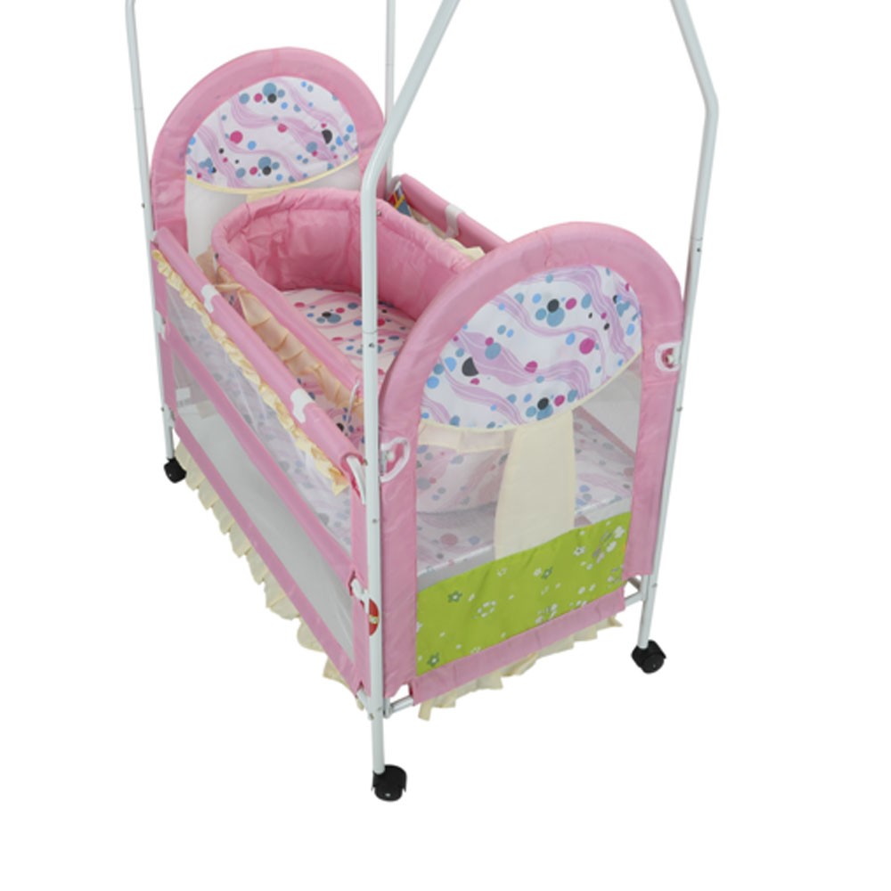 Baby Plus BP8299-Pink/Print Baby Bed, Pink