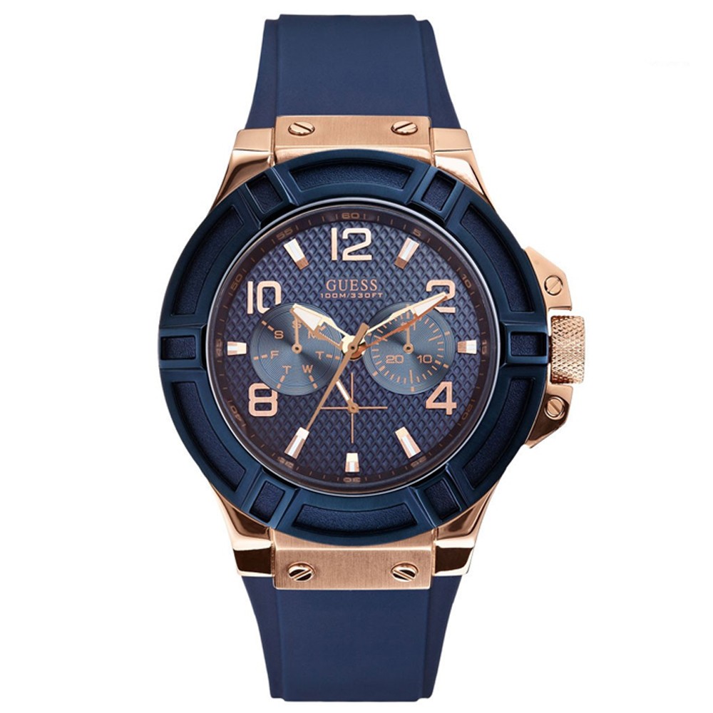 Buy Guess Couple Watch W0247G3 Round Analog Blue Dial Mens And W0571L1 ...
