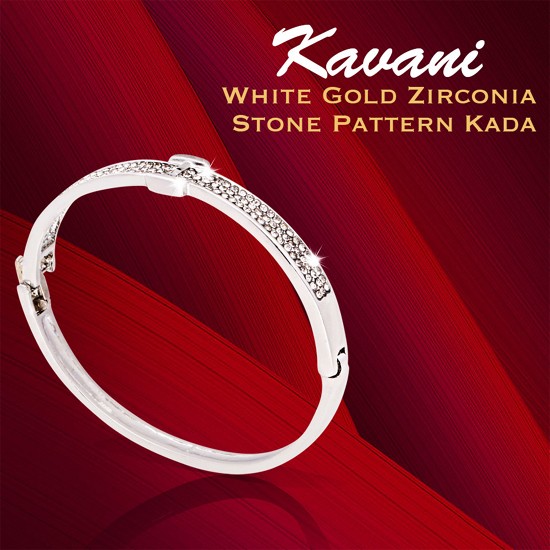 Kavani White Gold Zirconia Stone I Pattern Kada for Her - GH