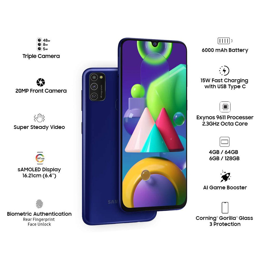 Buy Samsung Galaxy M21 Dual SIM 4GB RAM 64GB 4G LTE-Blue Blue 64GB Online Bahrain, Manama