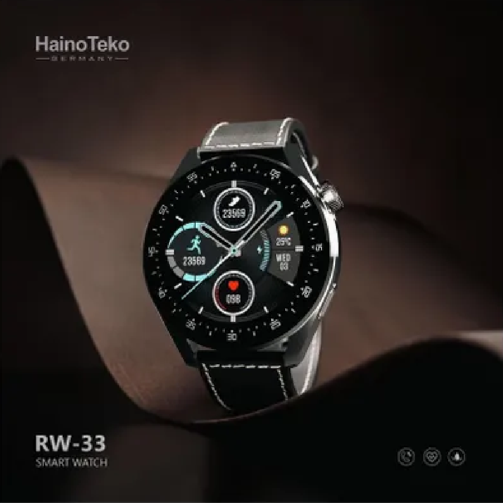Haino Teko RW33 46mm Bluetooth Waterproof Smart Watch With 2 Different Straps Black