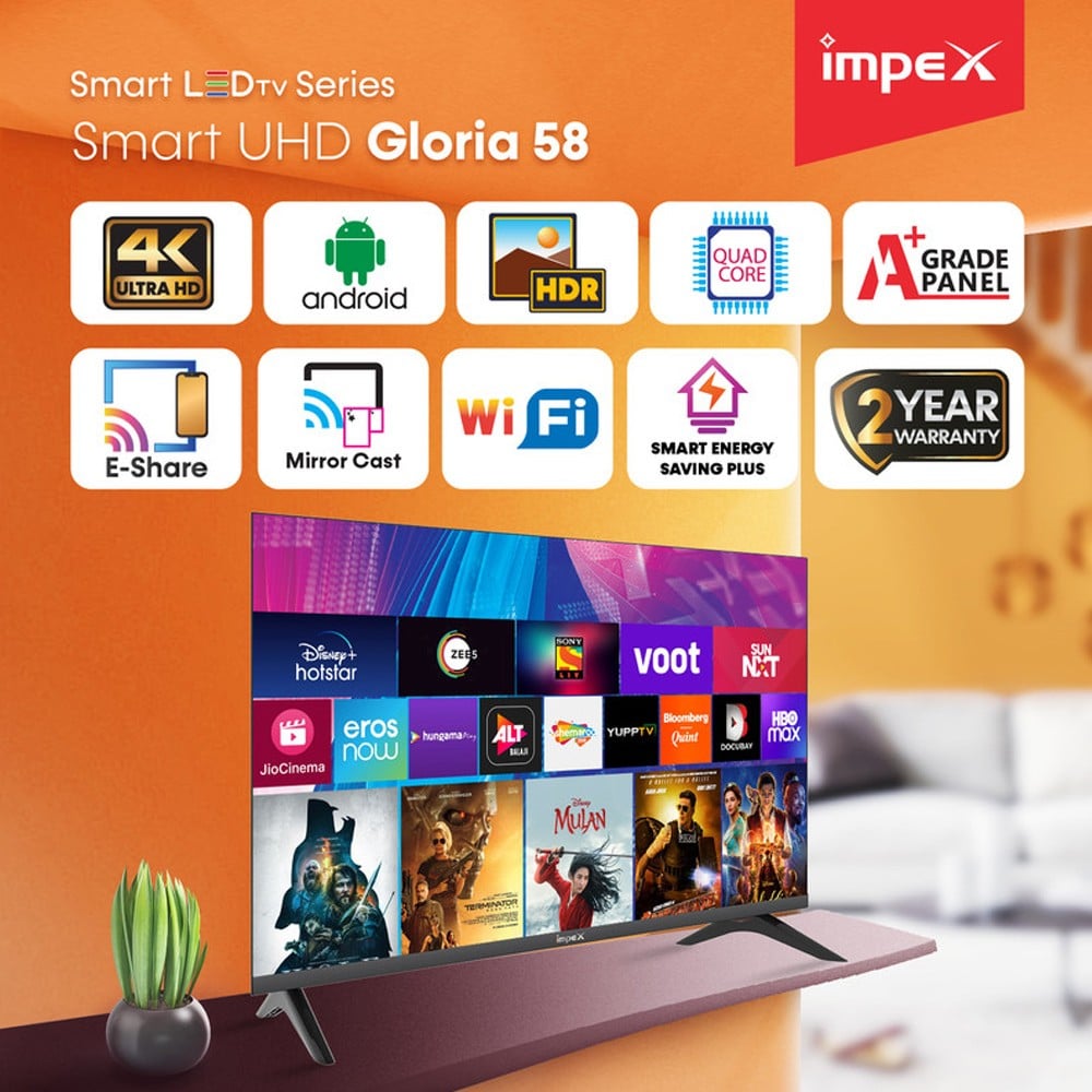 Impex Gloria UHD Smart LED TV 65 Inches Black