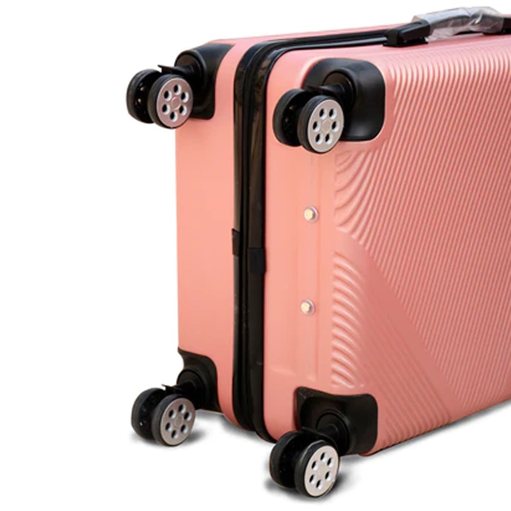Yinton Lightweight ABS Luggage Hard Case Trolley Bag 3 Pcs Set 20, 24, 28 Inches Rose Gold