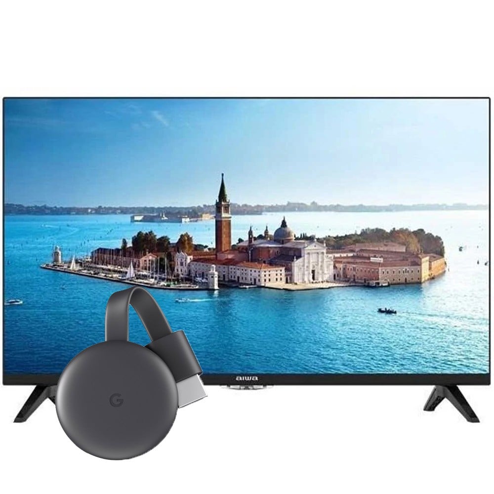 2 in 1 Bundle offer Aiwa 32 Inch HD LED TV JH32BT180S Black with Google Chromecast 3 Media Streaming Device