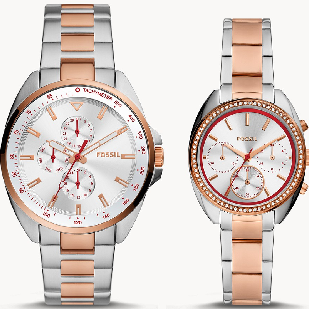 Buy fossil BQ2661SET His and Hers Multifunction Two Tone Stainless ...