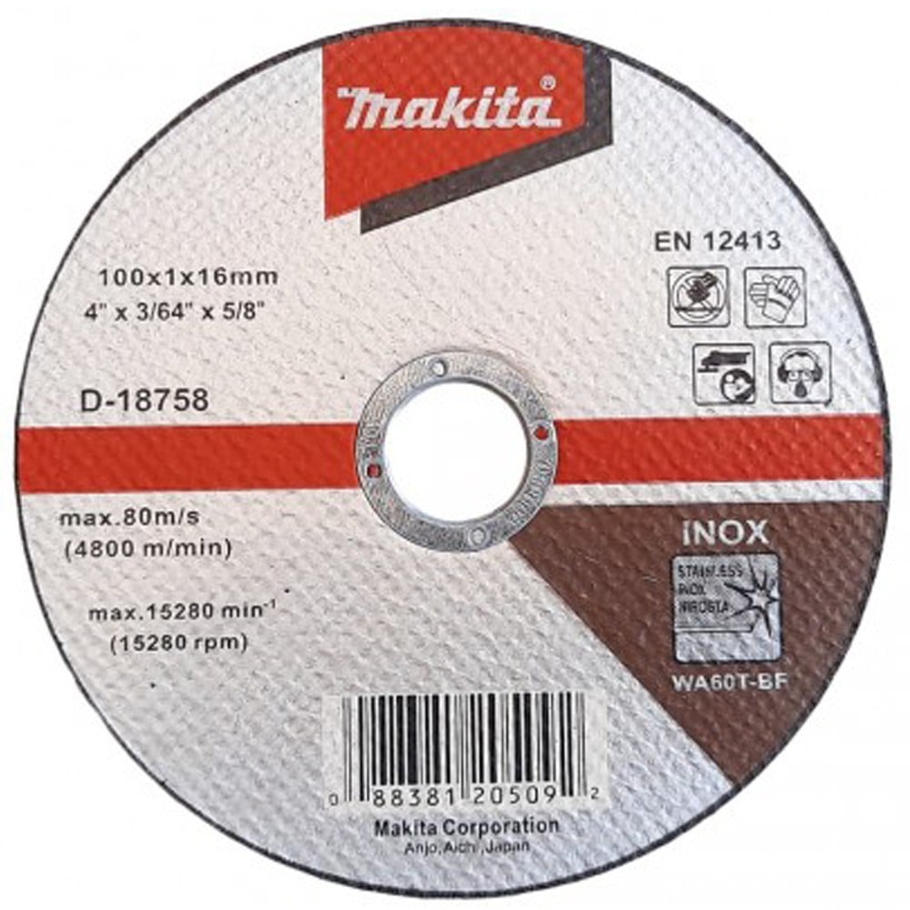 Buy Makita D-18758 4 Inch Steel/Metal Cutting Disc 100MM x 1MM x 16MM  Online Dubai, UAE | OurShopee.com | OU5134