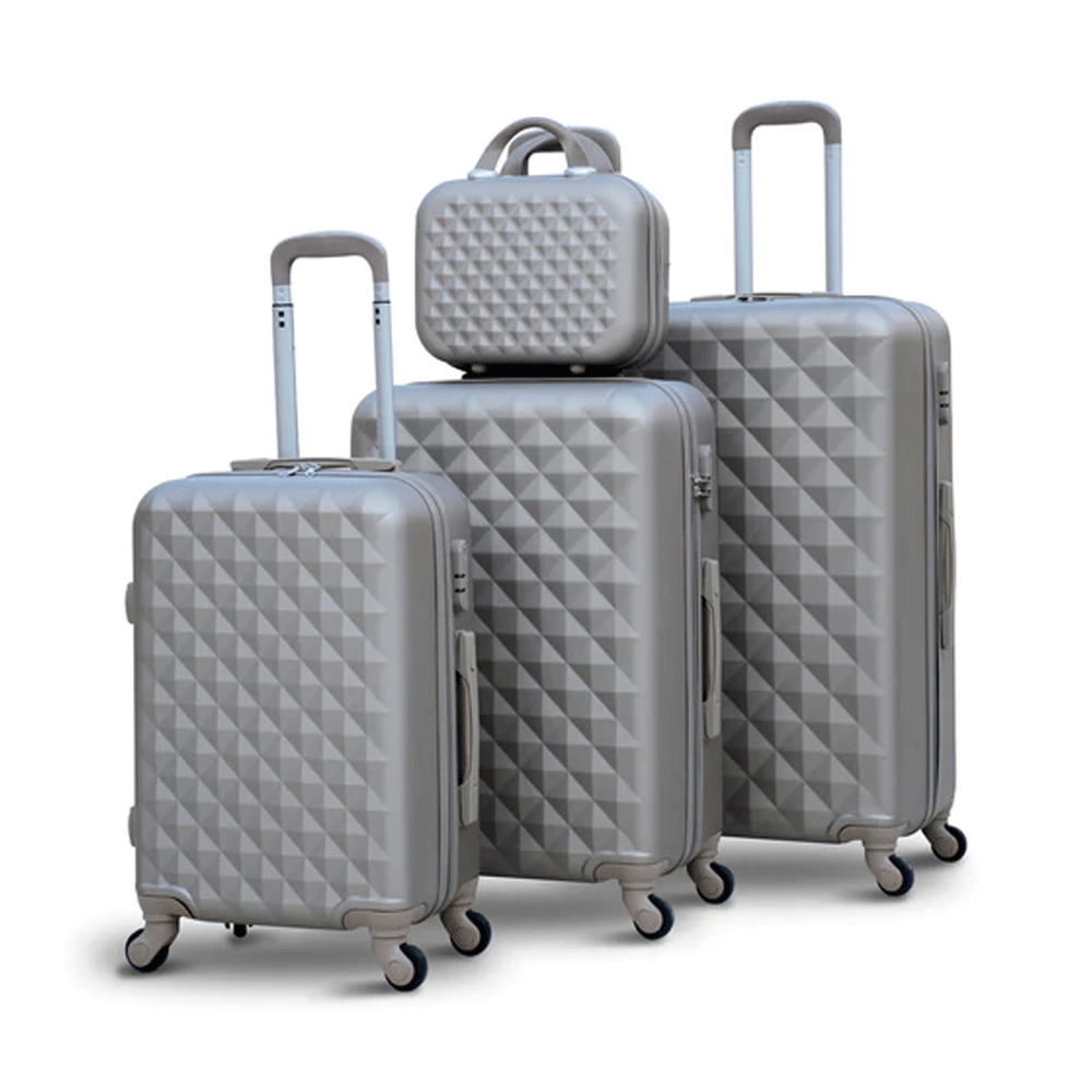 Light Weight ABS Luggage Hard Case Trolley Bag 4 Pcs Diamond Cut  Set Of 7, 20, 24, 28 Inches Gold