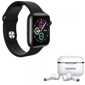 T500 Bluetooth Waterproof Plus and Smart Watch for iPhone iOS Android Phone, Assorted Color with Lenovo LP1 Live Pod Wireless Bluetooth Earphone