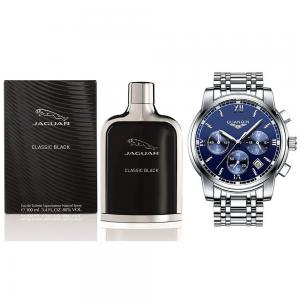 2 in 1 Combo Guanqin Mens Water Resistant Stainless Steel Watch With Jaguar Classic Black Edt 100ml For Men