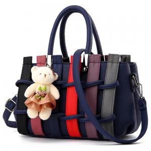 Bear Pendant Tote Shoulder Bag Blue