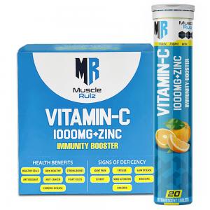 Muscle Rulz Vitamin C with Zinc Immunity Booster 1x12 Box, 20 Tablets