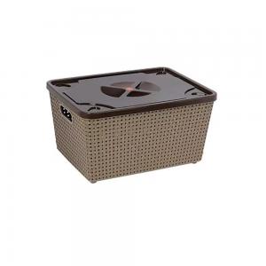 Nakoda Storage Basket With Lid Plastic Container With Assorted Color Set Of 1 Dune 777 35.5cmx30cmx14cm