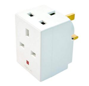 3 Way Socket Multi Plug Fused adapter UK Mains 13 aMP 240V aC 3 Socket