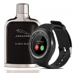 Jaguar Classic Black Edt 100ml For Men and Get Zooni Y1 Bluetooth Smart Watches With Micro Sim And TF Card