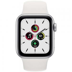 Apple Watch SE-44mm GPS Silver Aluminium Case with White Sport Band