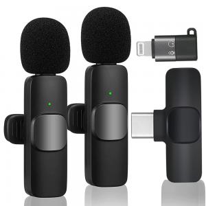 K9 Wireless Collar Microphone Dual Lapel Lavalier Omnidirectional Mic Plug and Play Mike for Vlogging Interview Live Streaming YouTube Video Compatible with Android Smarphones and iPhone(iOS)