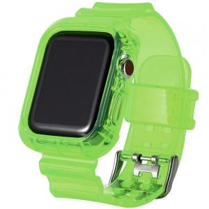 Green Ultra Transparent TPU Watch Band With Case 40mm / 42mm For Apple Watch 4 And 5, Olive Green