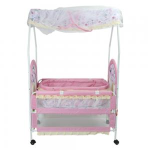 Baby Plus BP8299-Pink/Print Baby Bed, Pink