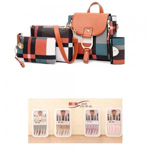 Generic 4 in 1 Fashion Pattern Tote Bag For Women WB-1122 and 1Box ADS Make Up Brush A635
