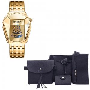 5 in 1 Bundle Offer Generic Fashion Four Piece Black Color With Luxury Fashion Watch Gold
