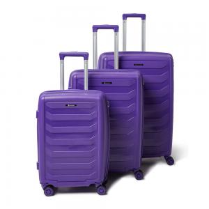 Partner 3 Piece Hardside Luggage Trolley Bag Purple