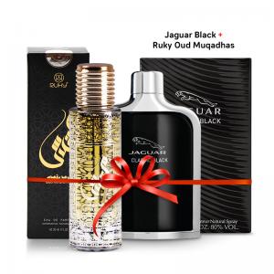 Ruky Perfumes Buy 1 Get 1 Offer, Buy Jaguar Black and Get Ruky Oud Muqadhas