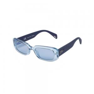 Police SPLA17 6N1X Rectangle Sunglasses Women Transparent Blue