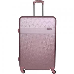 TravelWay Rose Gold 32 Inches Lightweight Checked Suitcase 40kg Spinner Travel Luggage Trolley