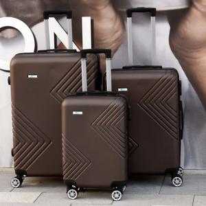 Yinton Lightweight ABS Luggage Hard Case Trolley Bag 3 Pcs Set 20, 24, 28 Inches Coffee
