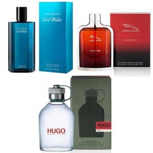 Set 3 Jaguar Classic Red 100ml Perfume For Men, Davidoff Cool Water Edt 125 ml Perfume For Men and Hugo Boss Green for Men Edt 125ml