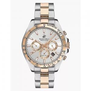 Beverly Hills BP3127X.530 Polo Club Men Chronograph Metal Strap Watch Silver And Rose Gold