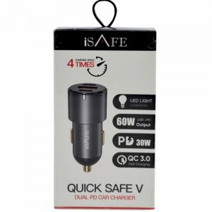 Isafe Car Charger 60w Dual Pd And Usb
